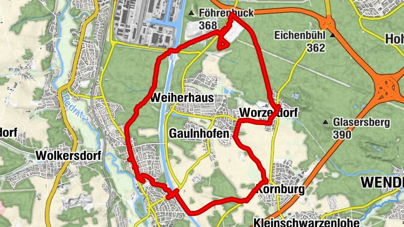 Rundweg ab Katzwang 19 km