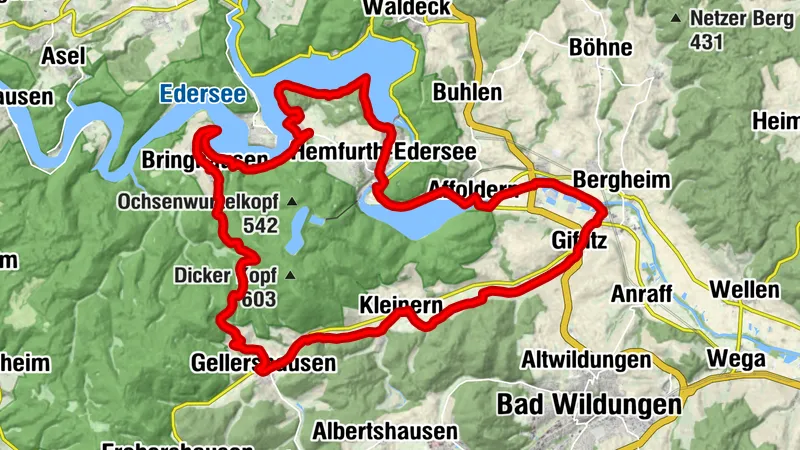 Edersee-Radweg 3 (ER3) - Entlang der Eder, Wesebach und durch den Nationalpark Kellerwald-Edersee