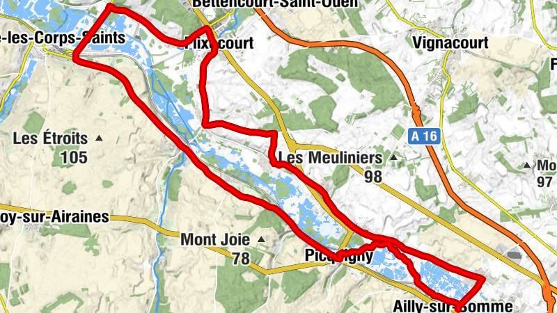Fahrradstrecke - Chés Intailles (Runde A)