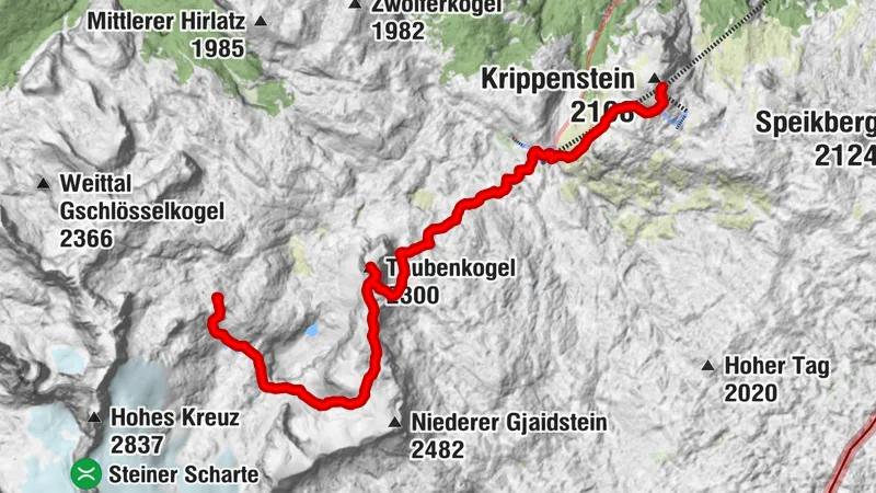 Simonyhütte über V. Gjaidstein und Taubenkogel zur Krippenstein Bergstation