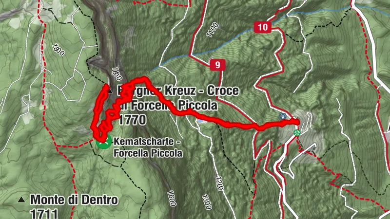 Kematscharte vom Gasthof Buchwald. Eppan an der Weinstraße, Trentino-Südtirol/Italien