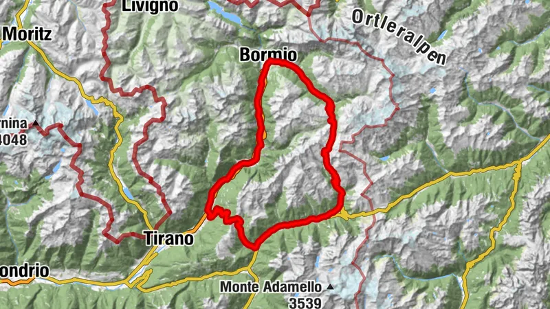 Rundtour: Bormio – Mazzo di Valtellina – Mortirolo-Pass – Ponte di Legno – Gavia-Pass – Bormio