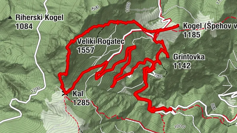 Veliki Rogatec, Špehov vrh in Grintovka