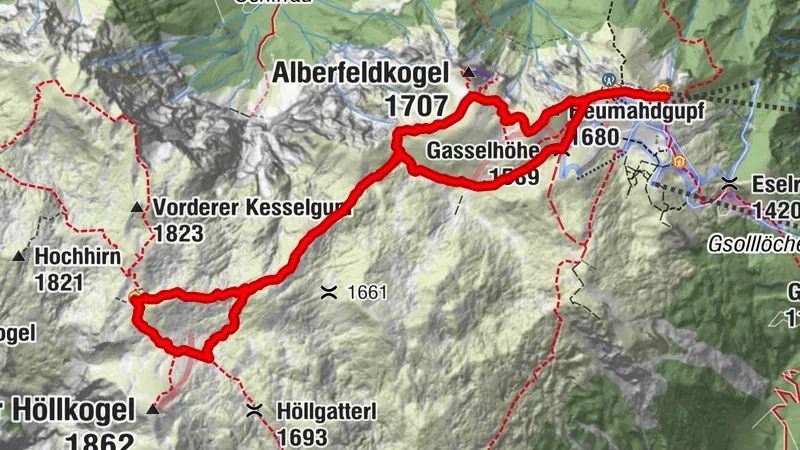 Feuerkogel- Kleiner Totengrabengupf - Totengrabengupf - Riederhütte - Alberfeldkogel  - Feuerkogel