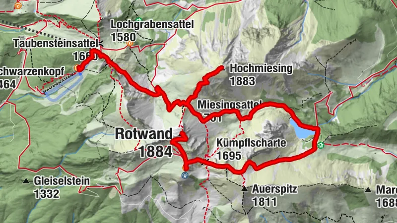Obere Maxlraineralm - Taubensteinsattel - Kleintiefental-Alm - Hochmiesing - Großtiefentalalm - Gamswandhütte - Rotwandhaus - Rotwand - Rotwandhaus
