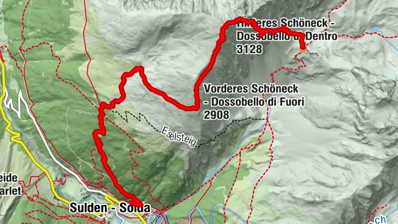 Sulden, Hinteres Schöneck und Düsseldorfer Hütte