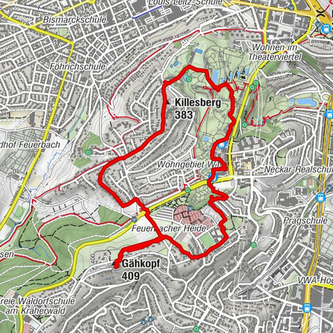 Killesberg - Feuerbacher Heide - Bismarckturm - Rote Wand Stuttgart, Deutschland