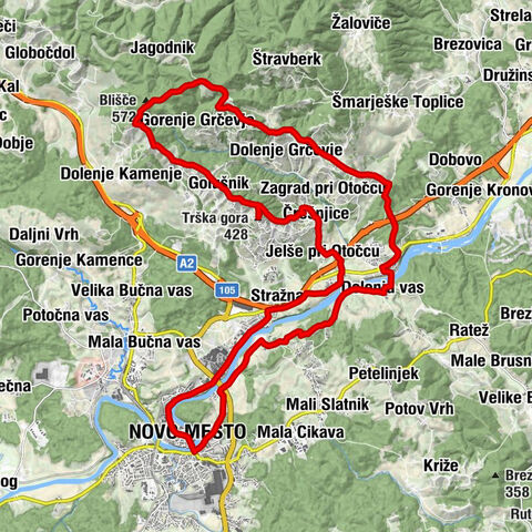Der Trška gora Fahrradweg