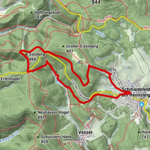 Rundwanderweg - Vesserquelle - Eisenberg - Thüringer Wald