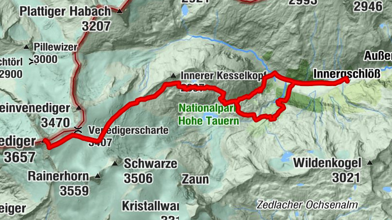 Großvenediger 3.662m - Zustieg aus dem Gschlösstal - von Osten