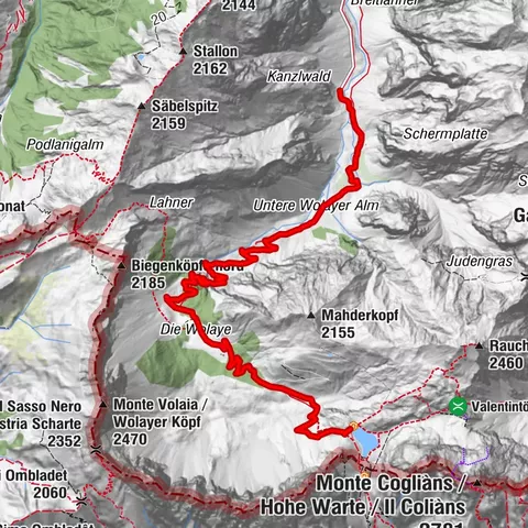 Mountainbiketour von der Hubertuskapelle zum Wolayersee